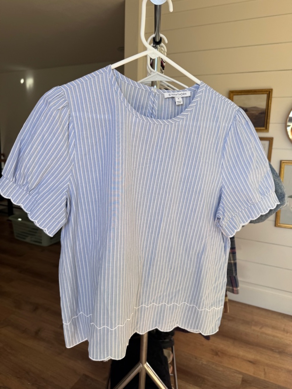 41 Hawthorn Light Blue and White Striped Blouse